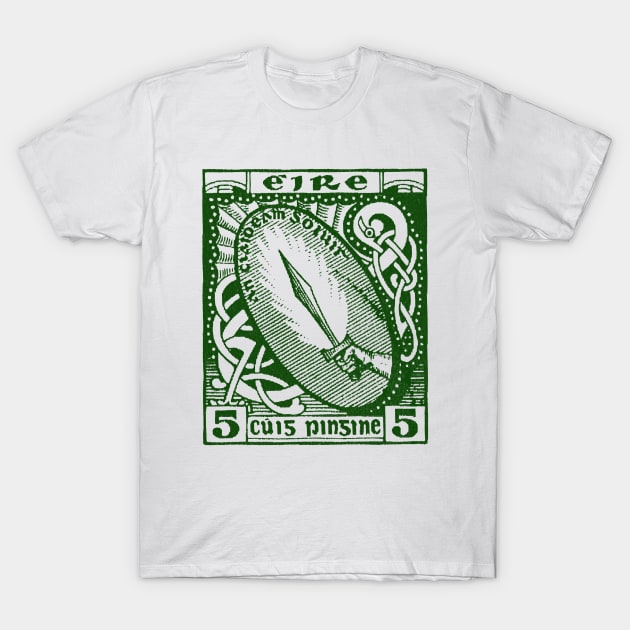 Sword Of Light / Vintage Irish Postage Stamp Design T-Shirt by feck!